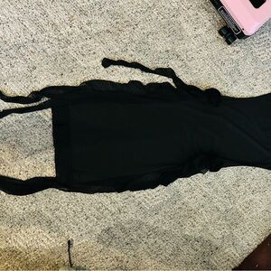 Y2K Black Strapless Bodycon Dress w/ Side Rose Details Size Small (New, No Tags)